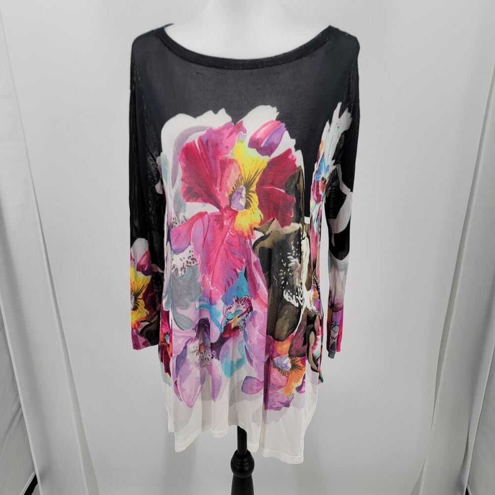 Boston Proper Tunic Top Womens Small / Medium Floral Sheer